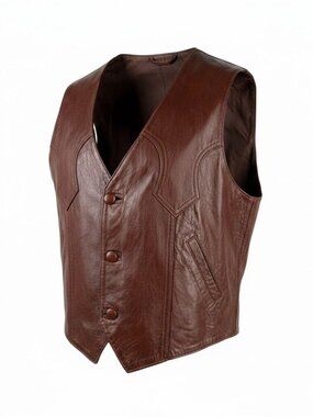 Vintage 1980s Cevys Brown Leather Vest made in Mexico